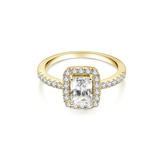 Hidden Halo Radiant Lab Diamond Ring in 18K Yellow Gold - Neoshine