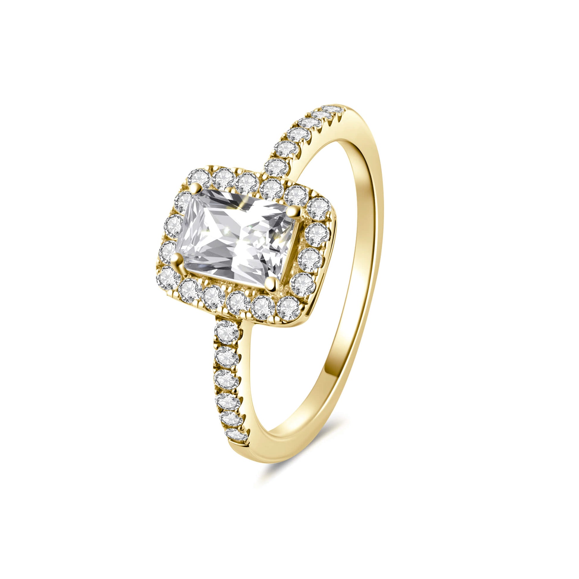 Hidden Halo Radiant Lab Diamond Ring in 18K Yellow Gold - Neoshine