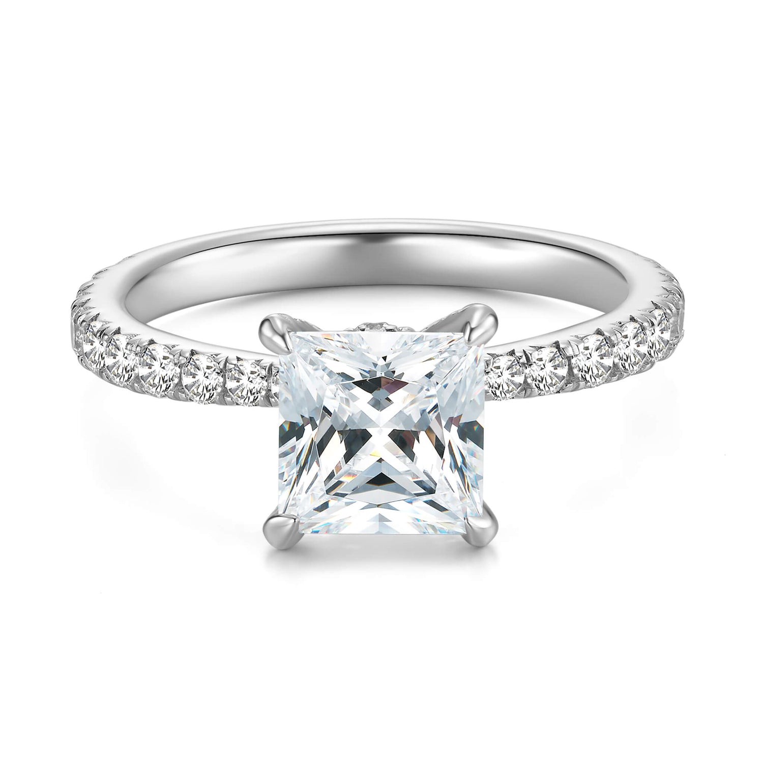 Solitaire Princess Lab Diamond Ring in 14K White Gold - Neoshine