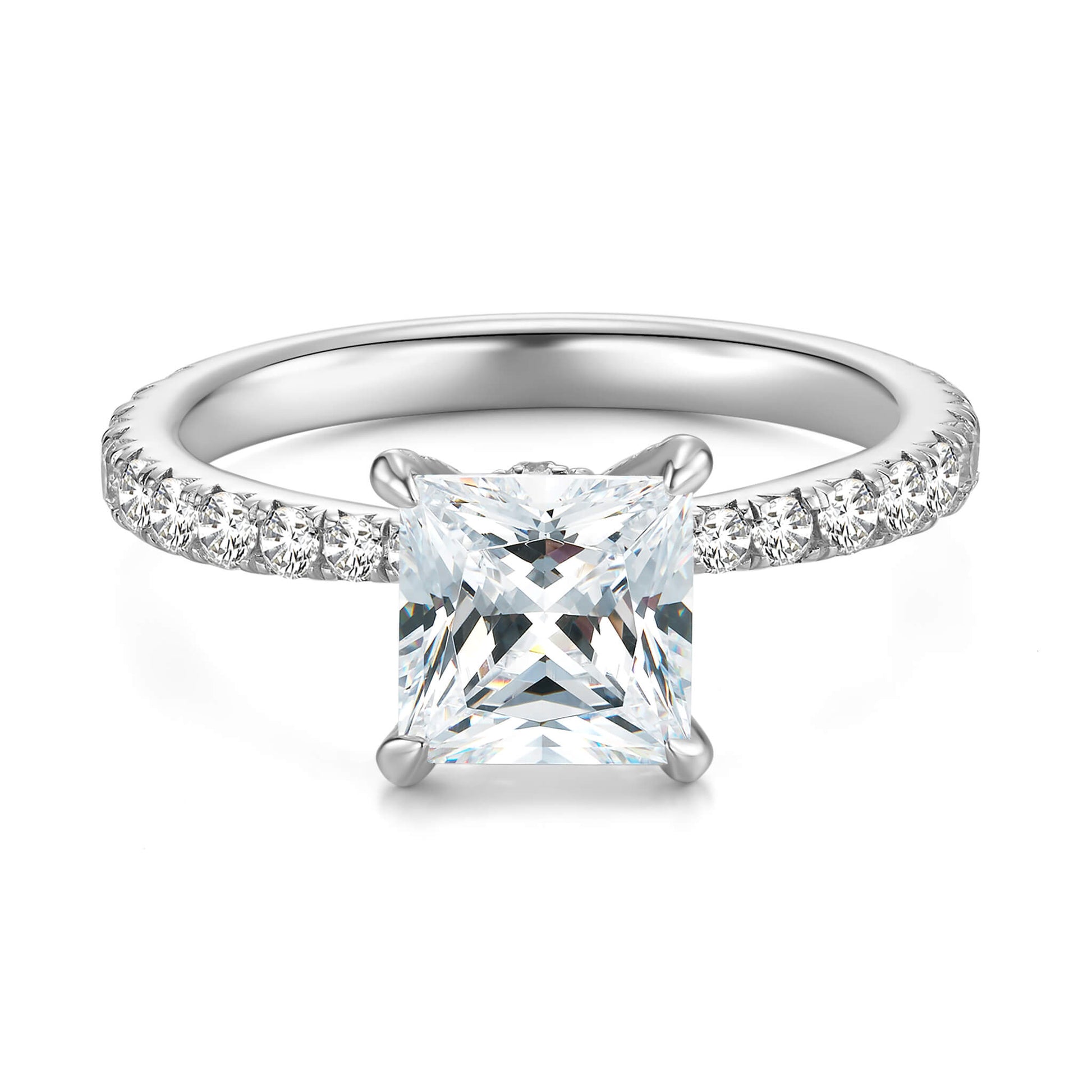 Solitaire Princess Lab Diamond Ring in 18K White Gold - Neoshine