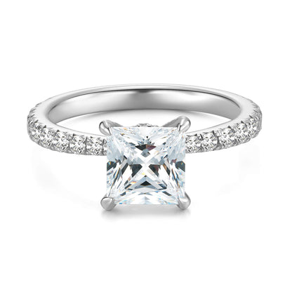 Solitaire Princess Lab Diamond Ring in 18K White Gold - Neoshine