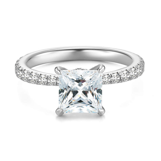 Solitaire Princess Lab Diamond Ring in 18K White Gold - Neoshine