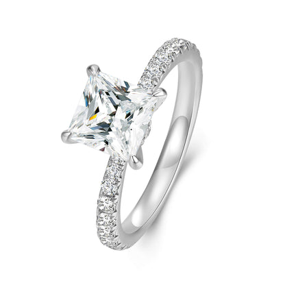 Solitaire Princess Lab Diamond Ring in Platinum - Neoshine