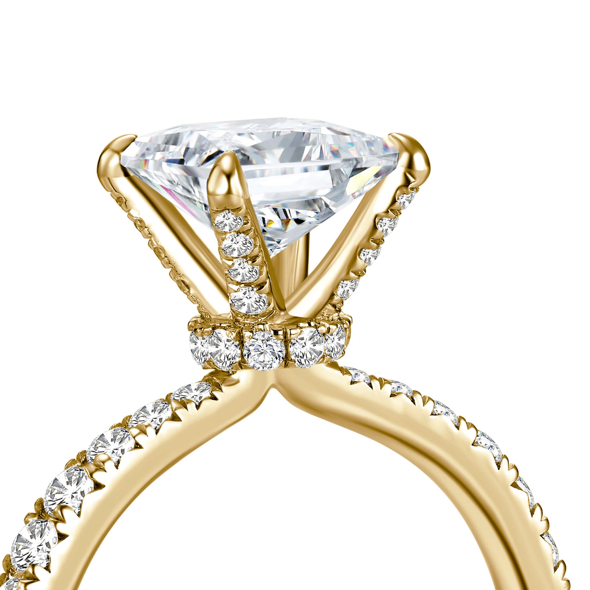 Solitaire Princess Lab Diamond Ring in 14K Yellow Gold - Neoshine