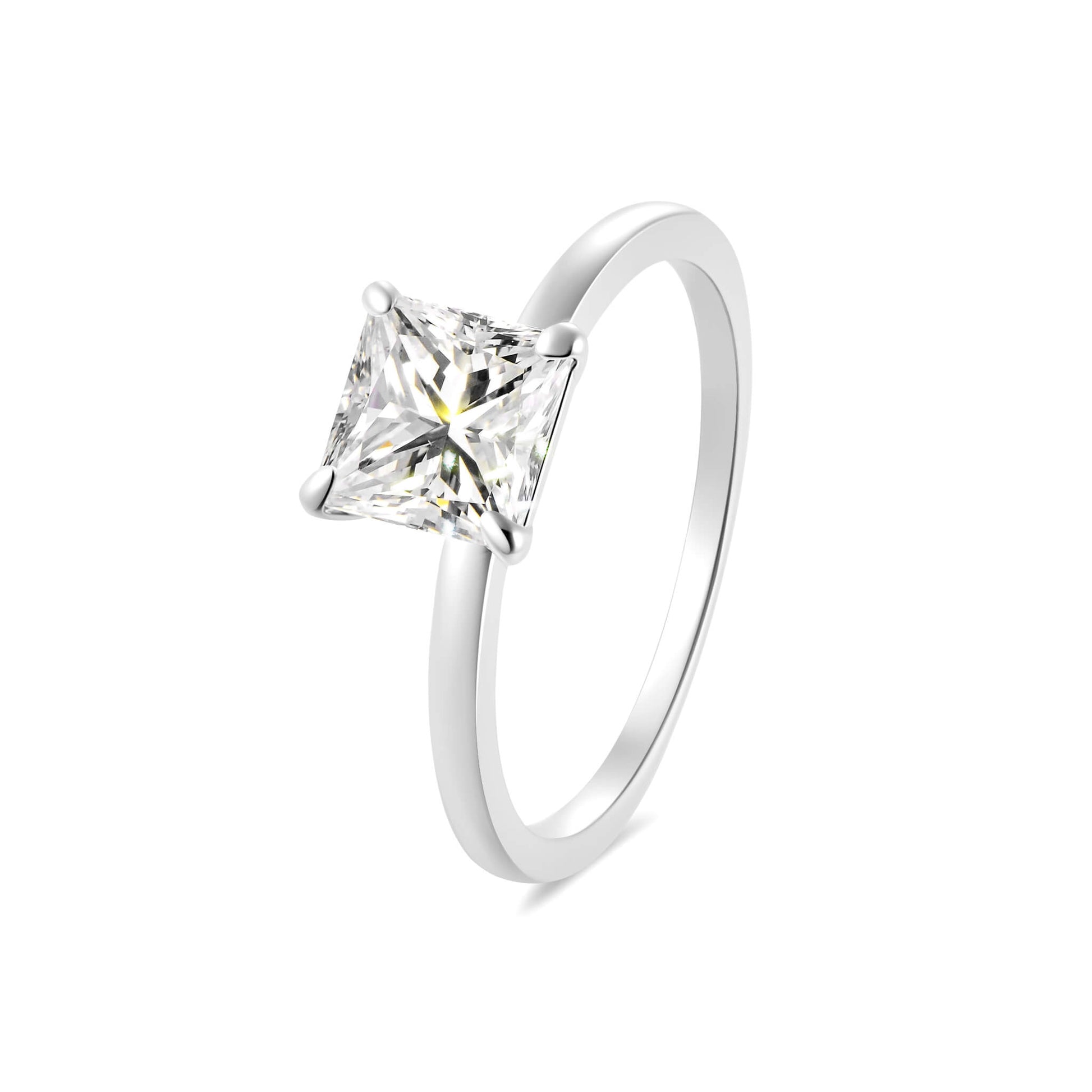 Solitaire Princess Lab Diamond Ring in Platinum - Neoshine
