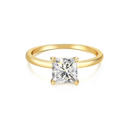 Solitaire Princess Lab Diamond Ring in 18K Yellow Gold - Neoshine