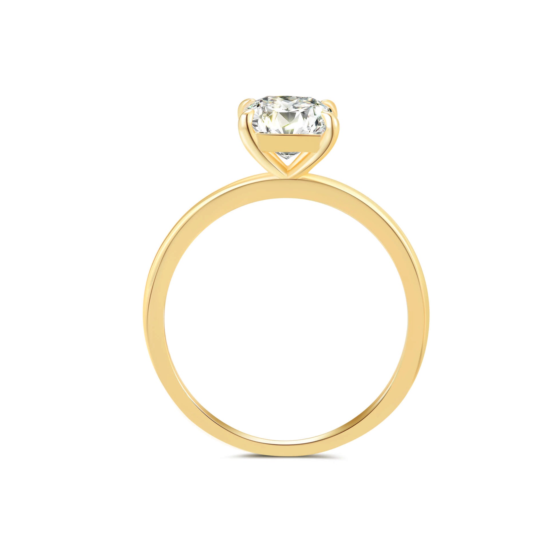 Solitaire Princess Lab Diamond Ring in 18K Yellow Gold - Neoshine