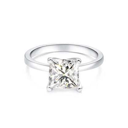 Solitaire Princess Lab Diamond Ring in Platinum - Neoshine