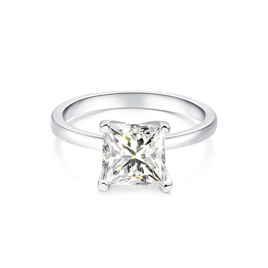 Solitaire Princess Lab Diamond Ring in Platinum - Neoshine