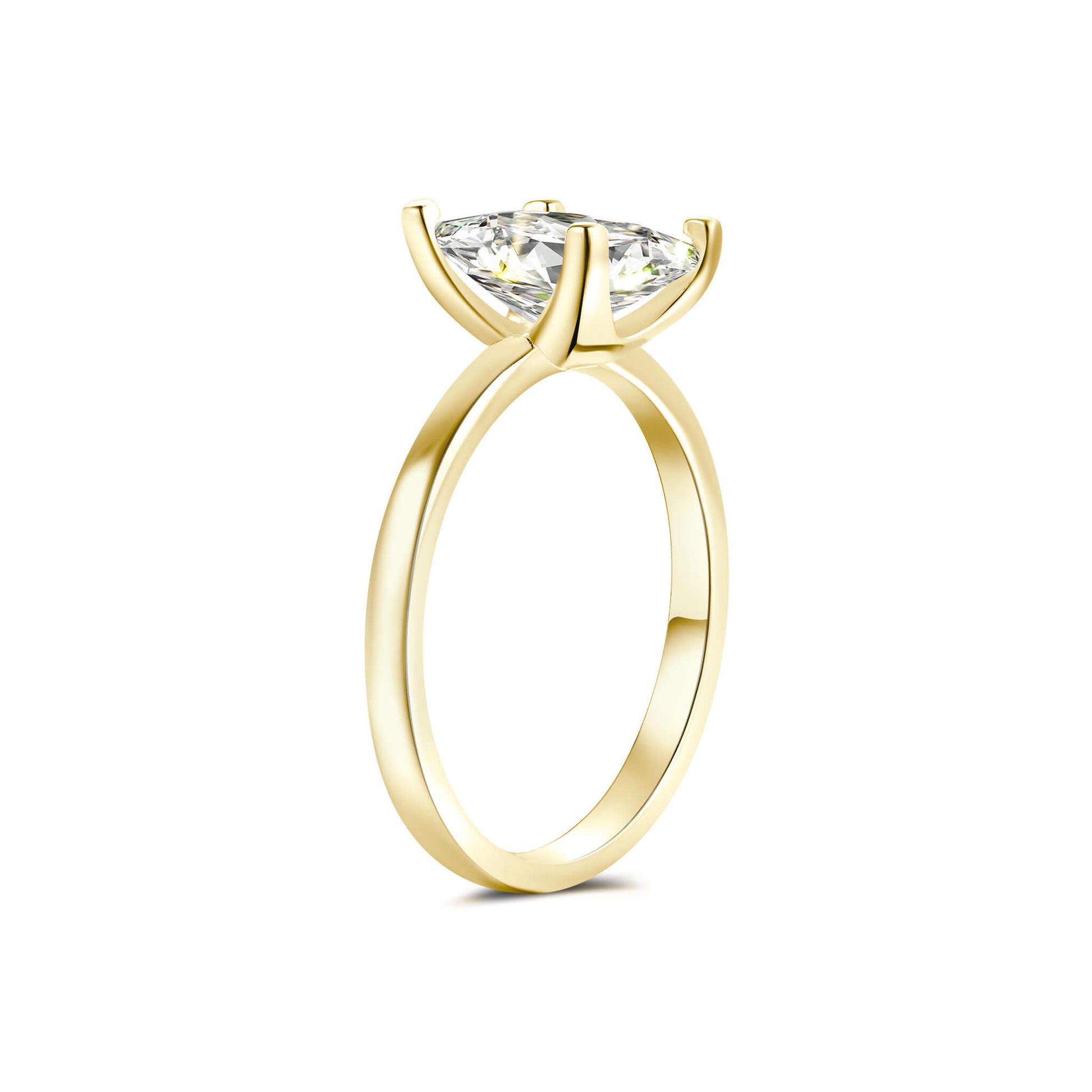 Solitaire Princess Lab Diamond Ring in 18K Yellow Gold - Neoshine