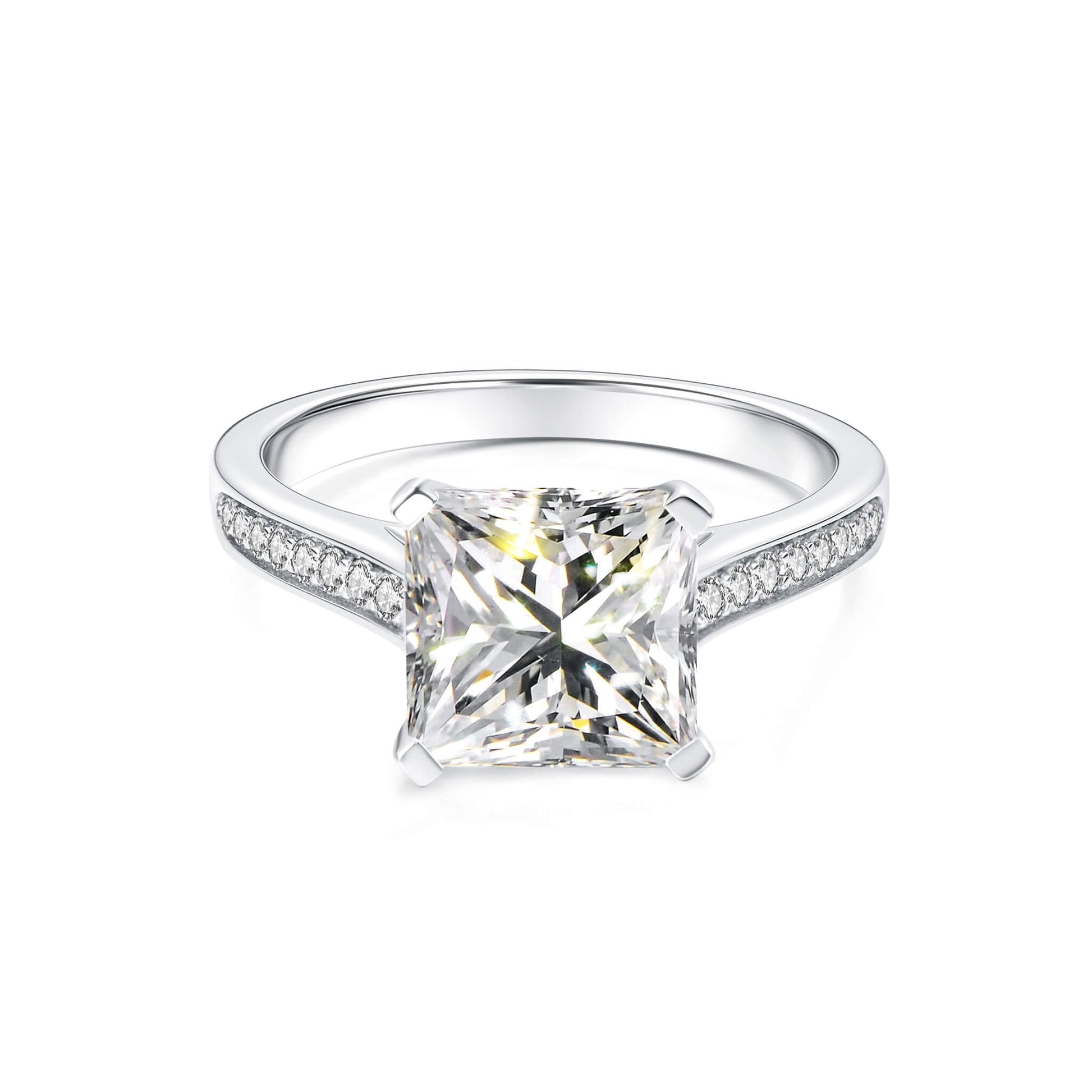 Solitaire Princess Lab Diamond Ring in Platinum - Neoshine