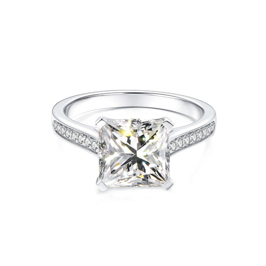 Solitaire Princess Lab Diamond Ring in Platinum - Neoshine