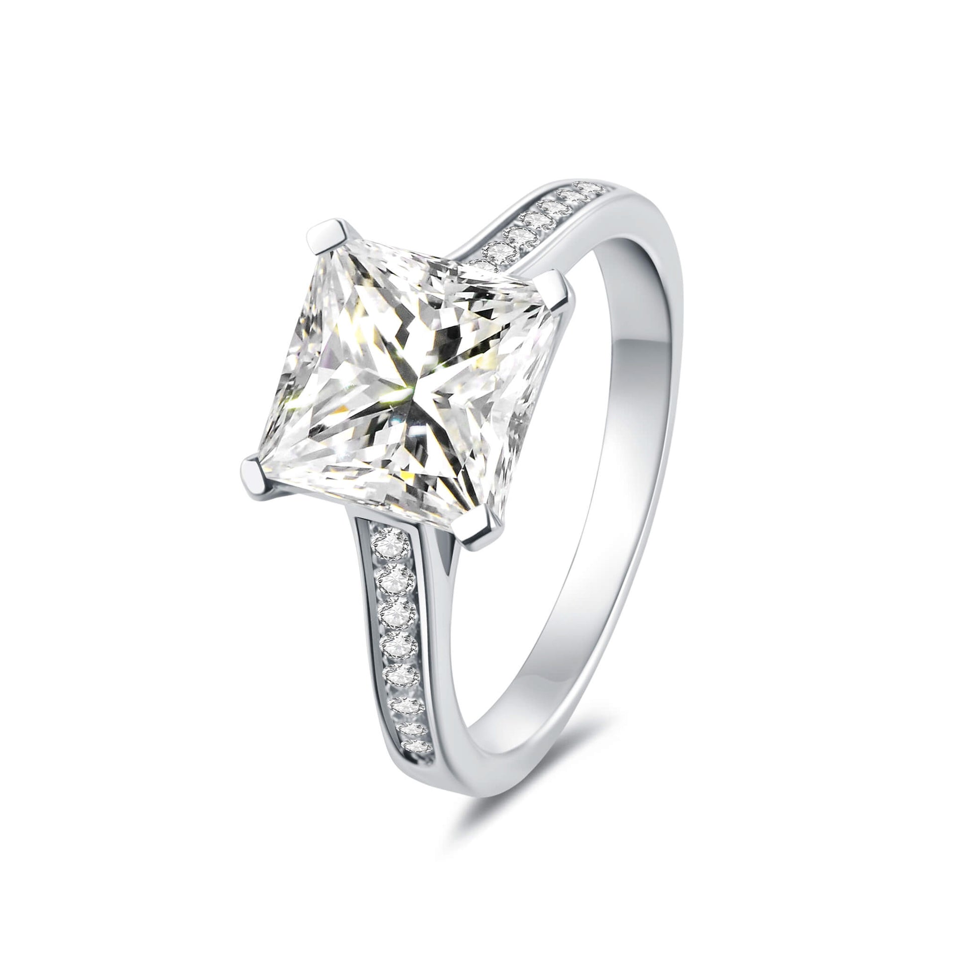 Solitaire Princess Lab Diamond Ring in Platinum - Neoshine