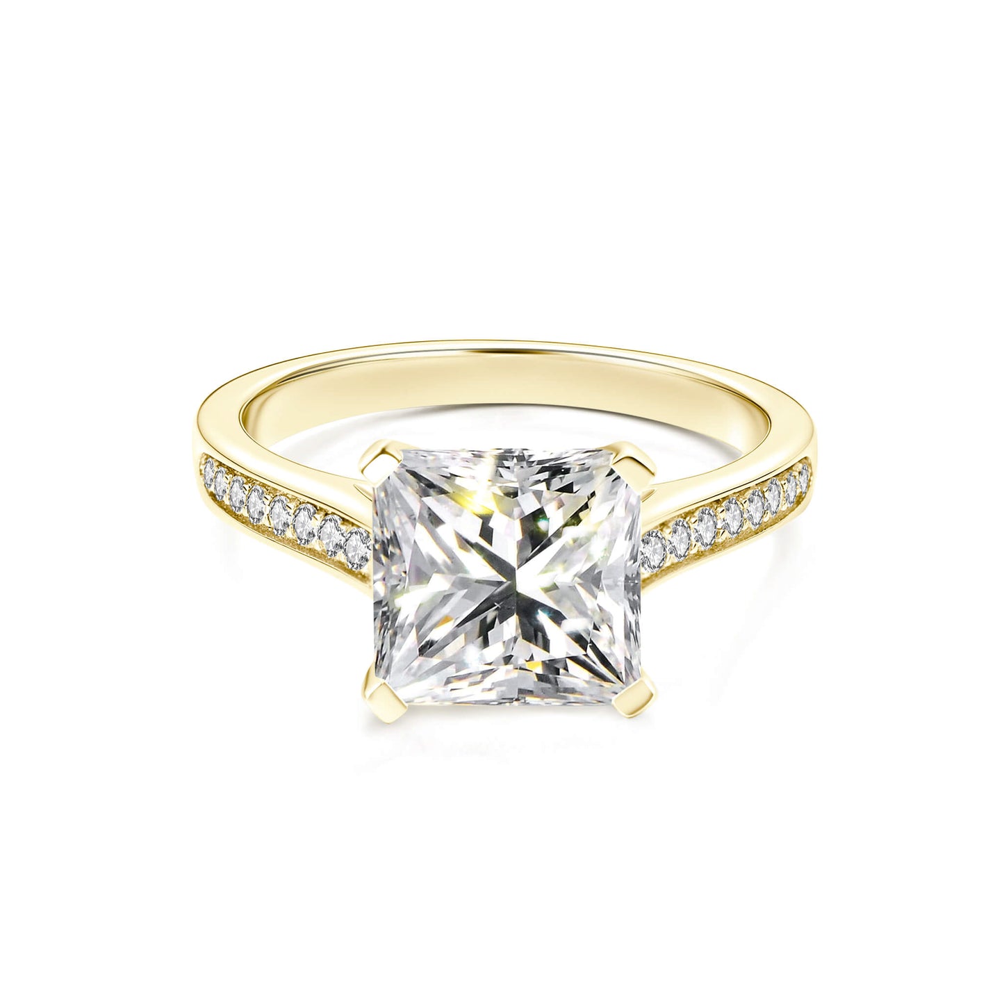 Solitaire Princess Lab Diamond Ring in 18K Yellow Gold - Neoshine