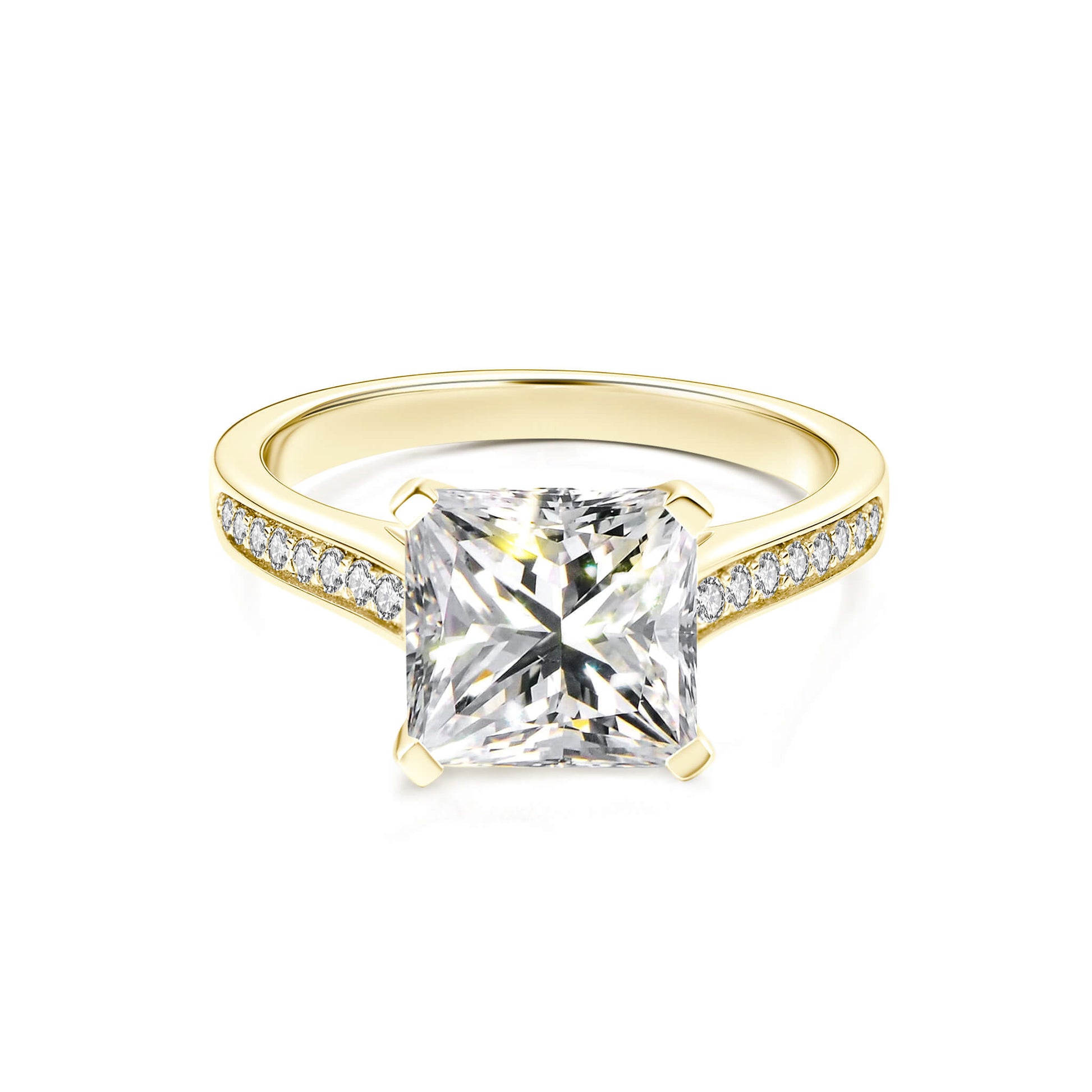 Solitaire Princess Lab Diamond Ring in 18K Yellow Gold - Neoshine