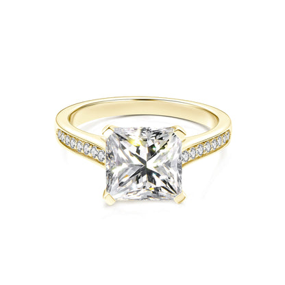Solitaire Princess Lab Diamond Ring in 18K Yellow Gold - Neoshine