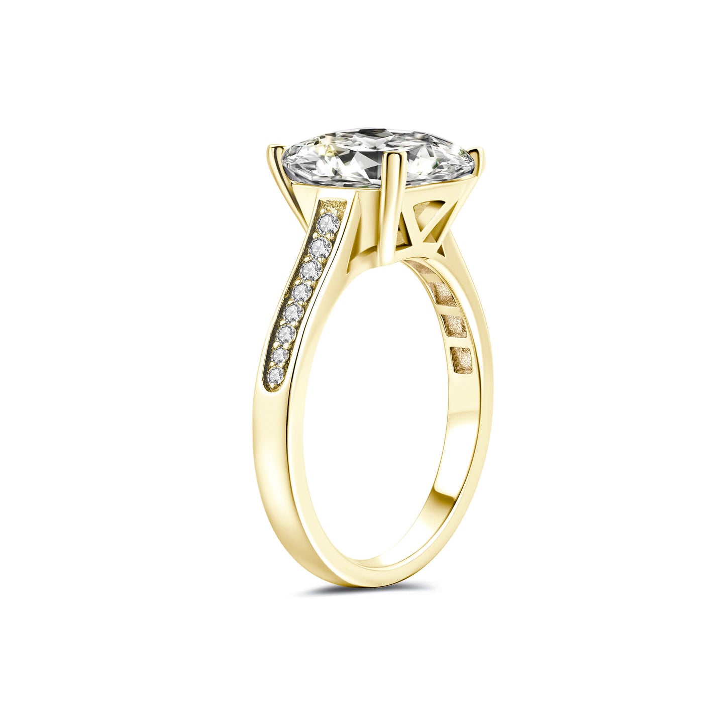 Solitaire Princess Lab Diamond Ring in 18K Yellow Gold - Neoshine