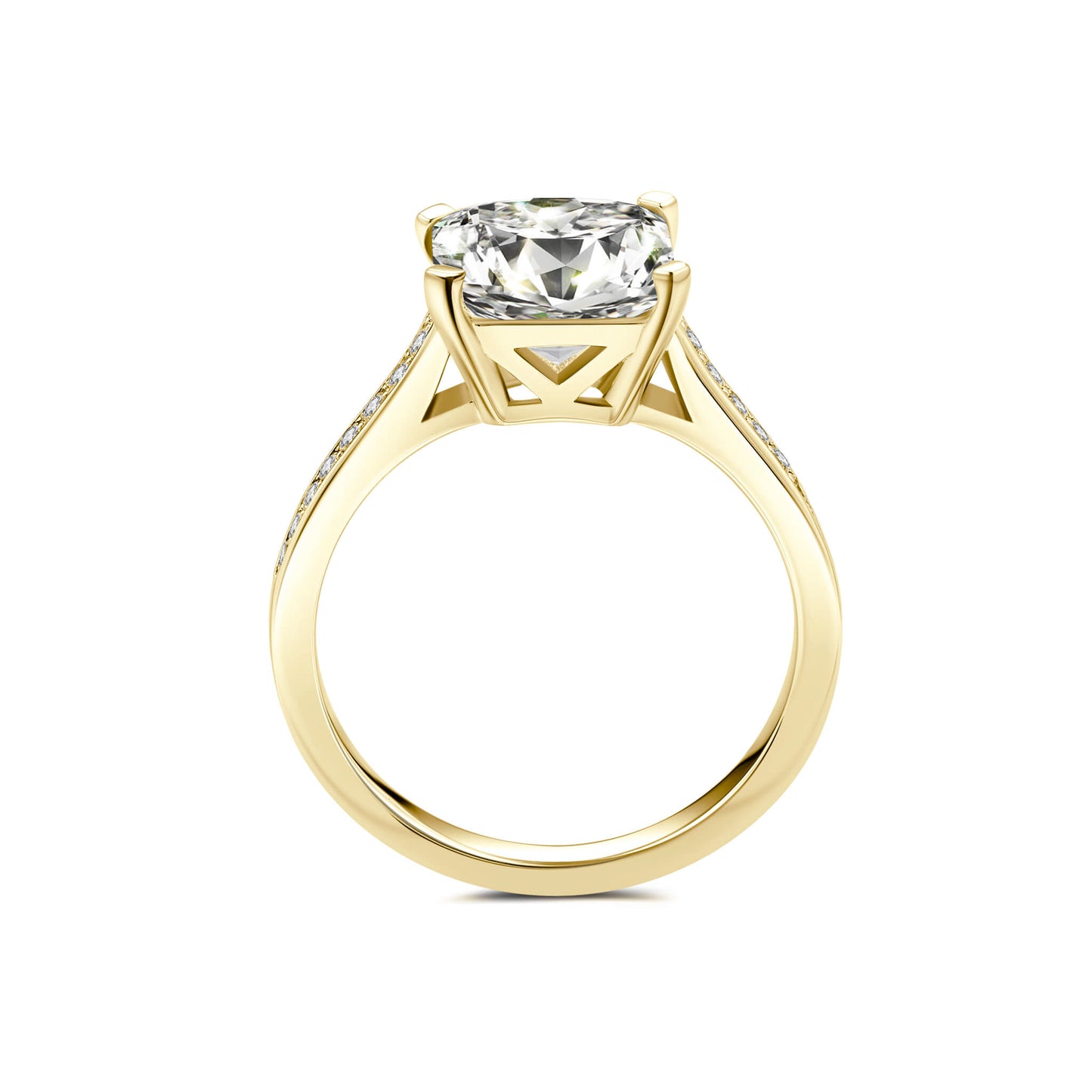 Solitaire Princess Lab Diamond Ring in 18K Yellow Gold - Neoshine