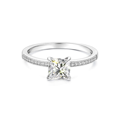 Solitaire Princess Lab Diamond Ring in Platinum Prong Setting - Neoshine