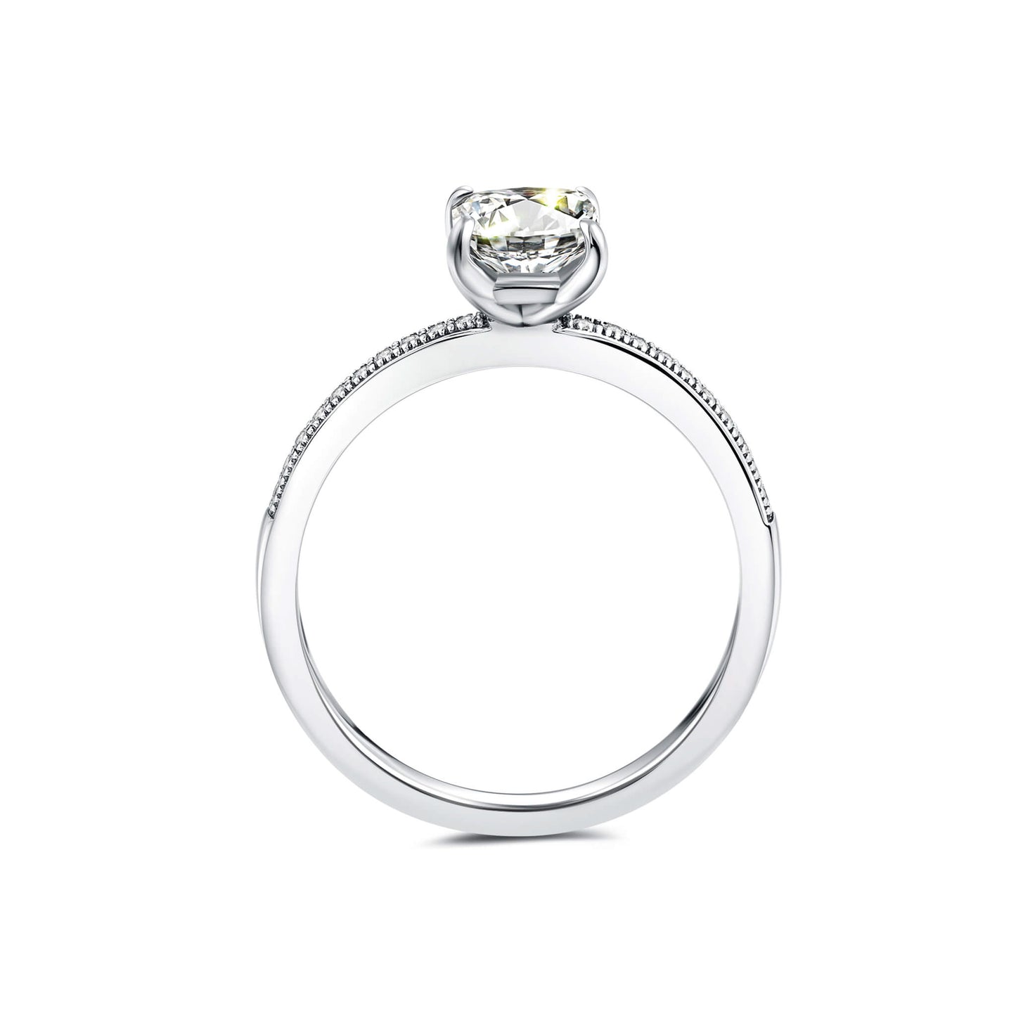 Solitaire Princess Lab Diamond Ring in Platinum Prong Setting - Neoshine