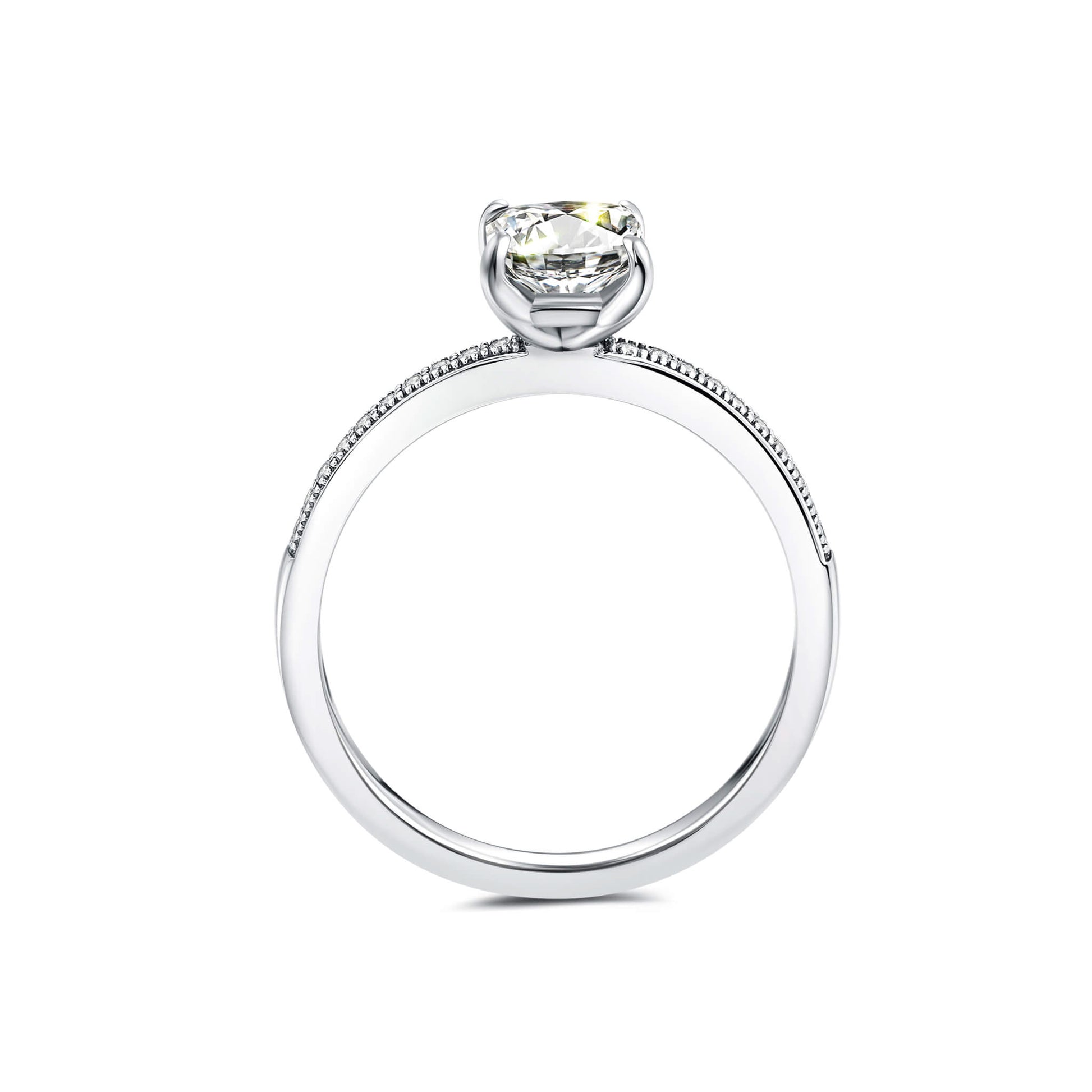 Solitaire Princess Lab Diamond Ring in Platinum Prong Setting - Neoshine