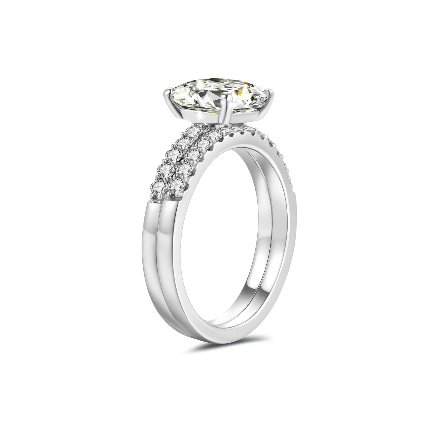 Bridal Sets Princess Lab Diamond Ring with Pave Platinum - Neoshine