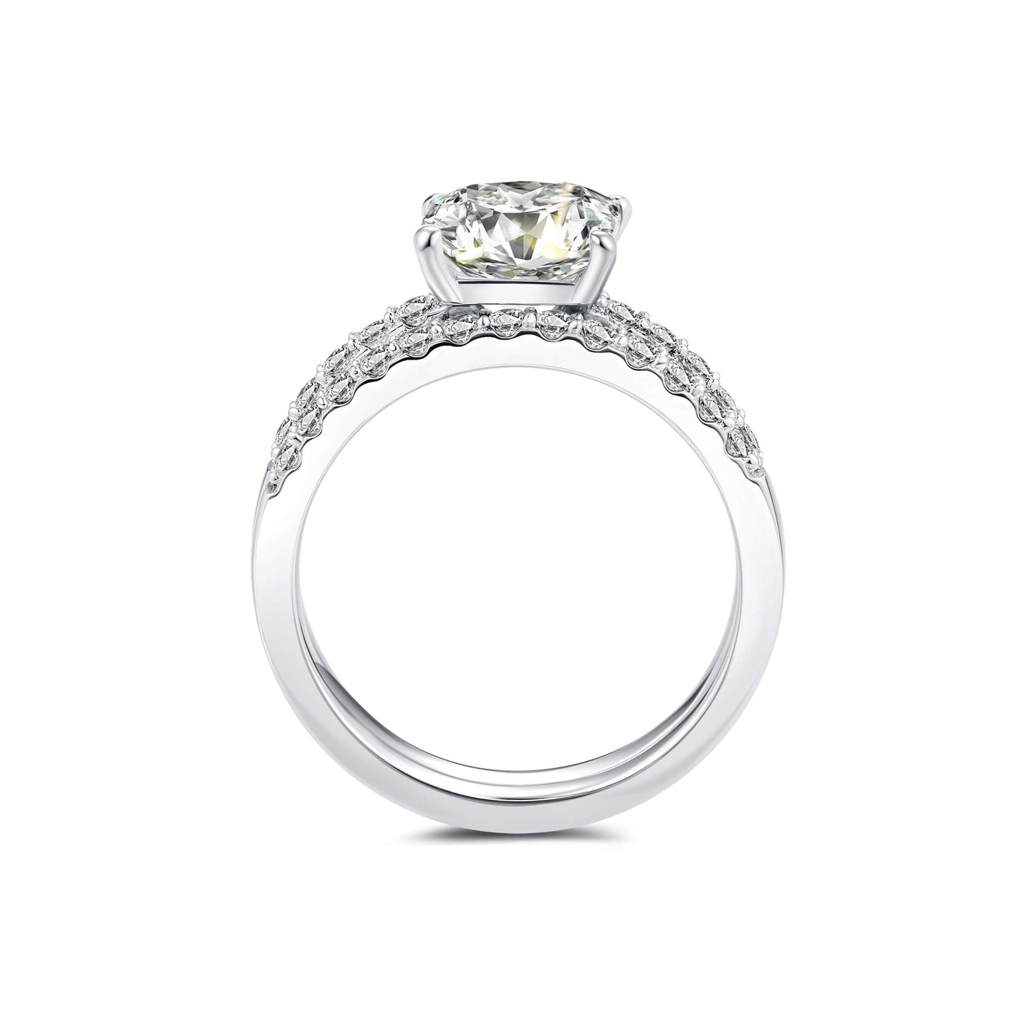 Bridal Sets Princess Lab Diamond Ring with Pave Platinum - Neoshine