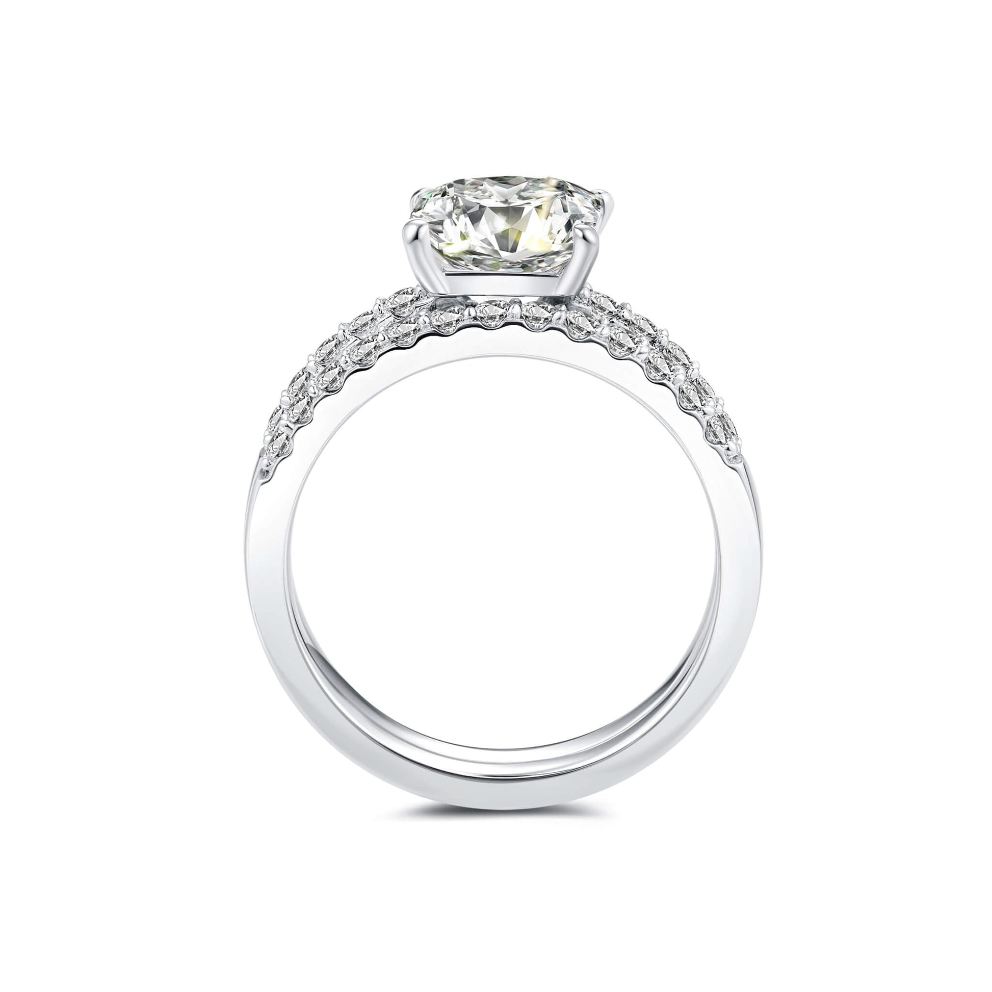 Bridal Sets Princess Lab Diamond Ring with Pave Platinum - Neoshine