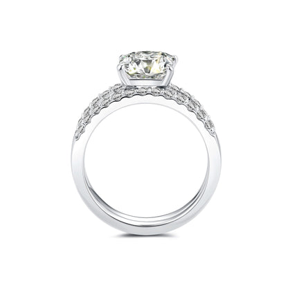 Bridal Sets Princess Lab Diamond Ring with Pave Platinum - Neoshine