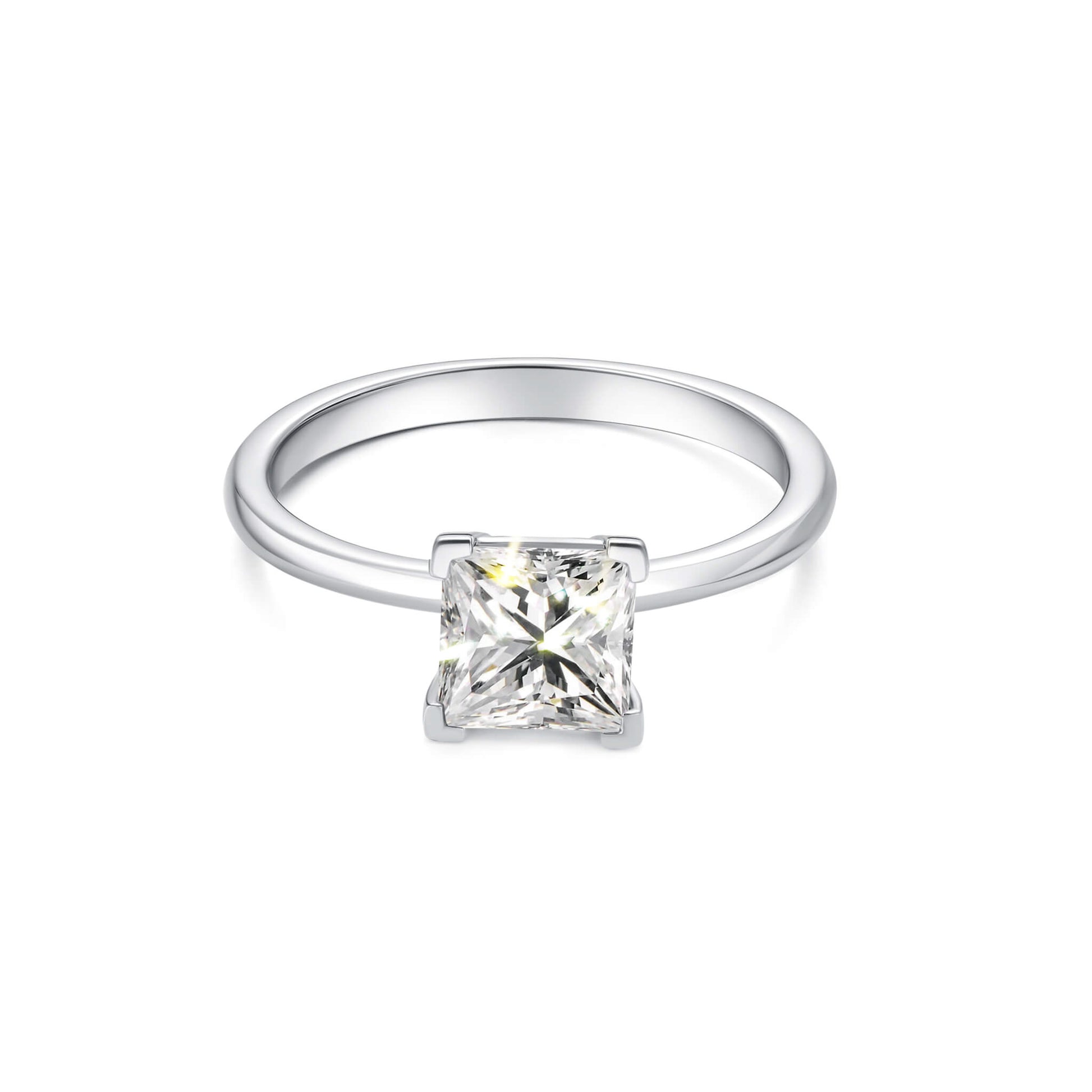 Solitaire Princess Lab Diamond Ring Platinum - Neoshine