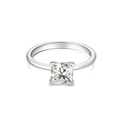 Solitaire Princess Lab Diamond Ring Platinum - Neoshine