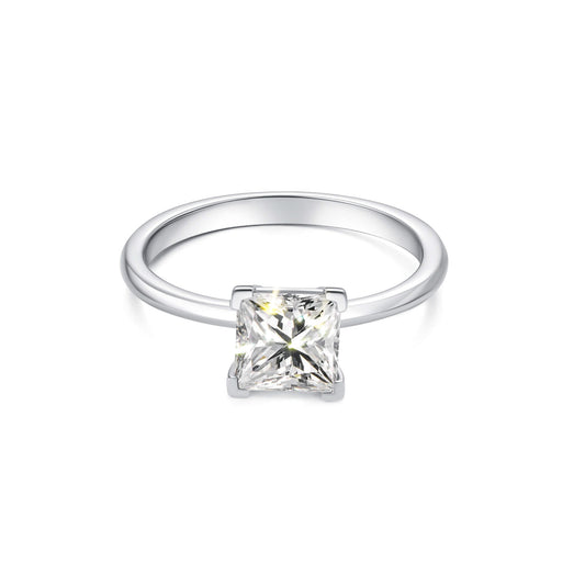 Solitaire Princess Lab Diamond Ring Platinum - Neoshine