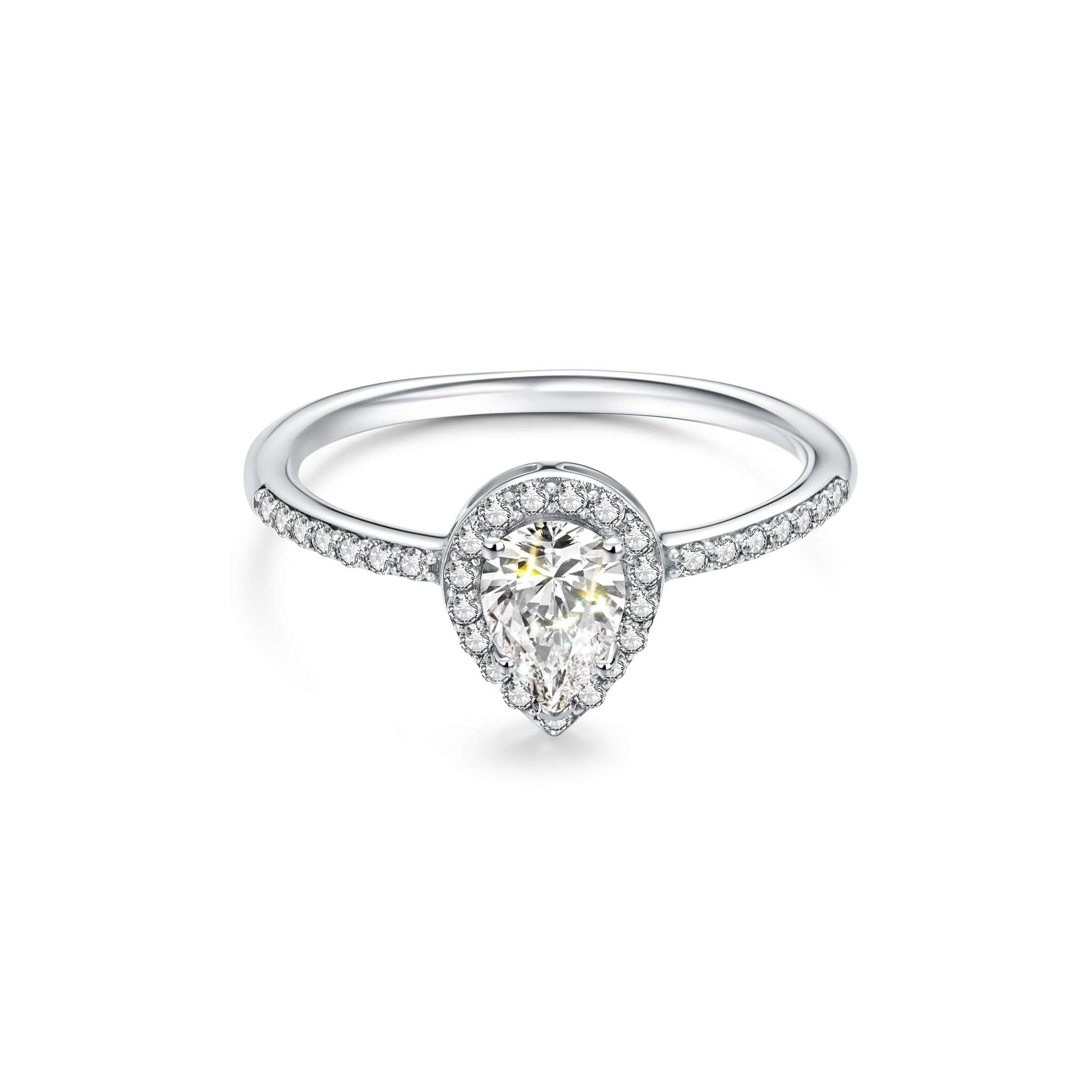 Halo Pear Lab Diamond Ring with Pave Platinum - Neoshine