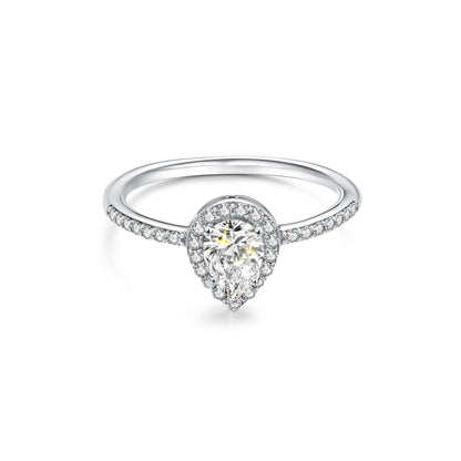 Halo Pear Lab Diamond Ring with Pave Platinum - Neoshine