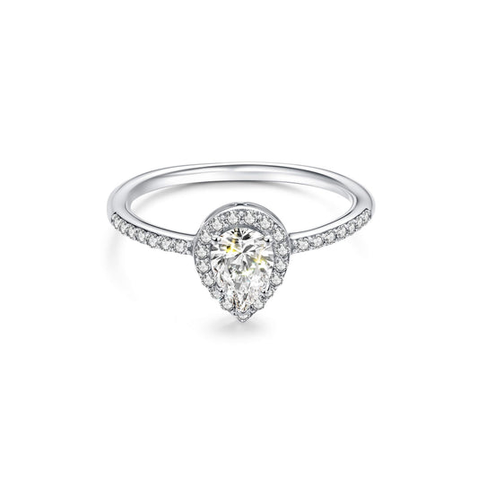Halo Pear Lab Diamond Ring with Pave Platinum - Neoshine