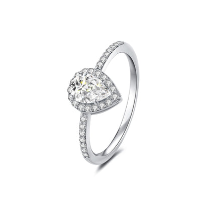 Halo Pear Lab Diamond Ring with Pave Platinum - Neoshine