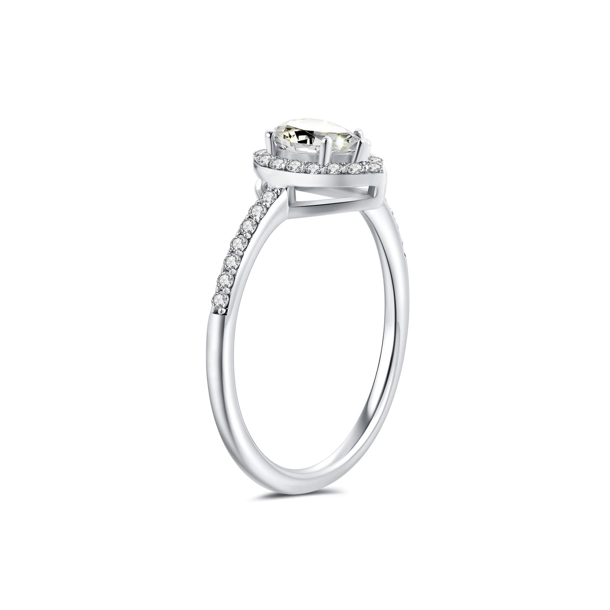 Halo Pear Lab Diamond Ring with Pave Platinum - Neoshine