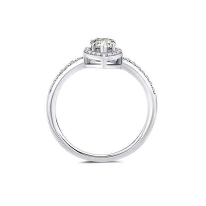 Halo Pear Lab Diamond Ring with Pave Platinum - Neoshine