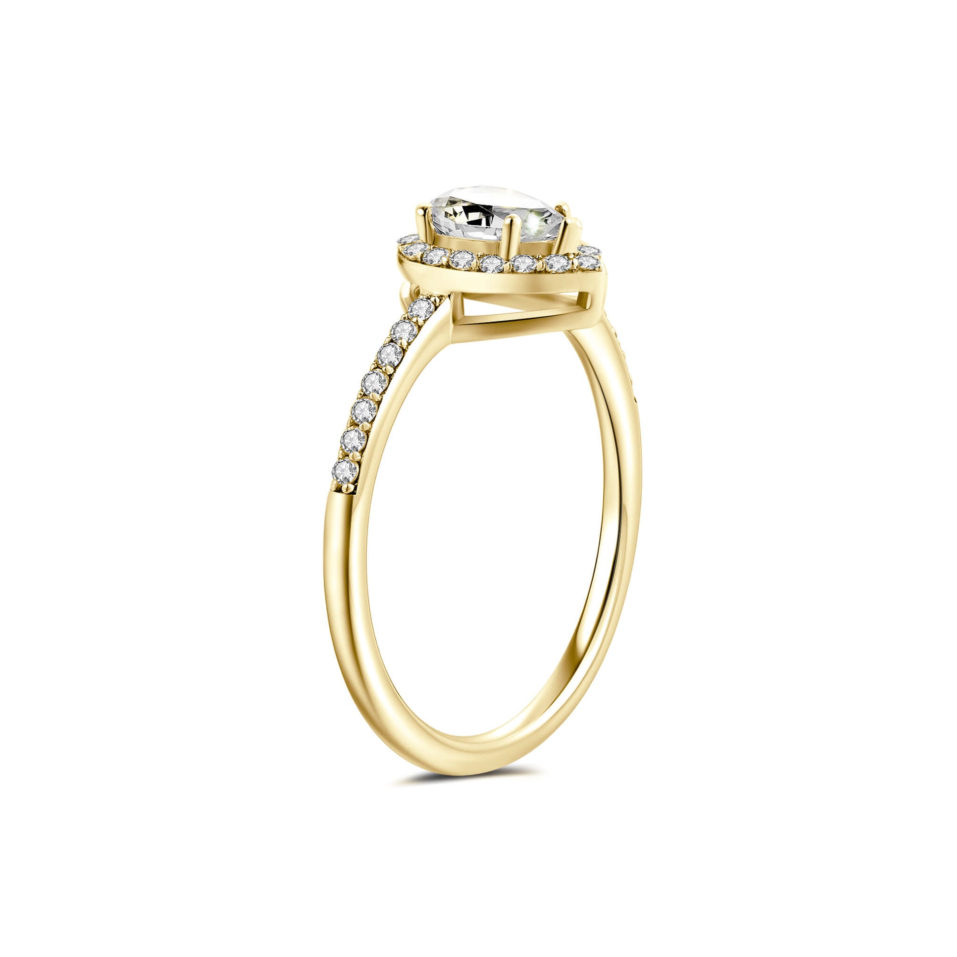 Halo Pear Lab Diamond Ring with Pave 18K Yellow Gold - Neoshine