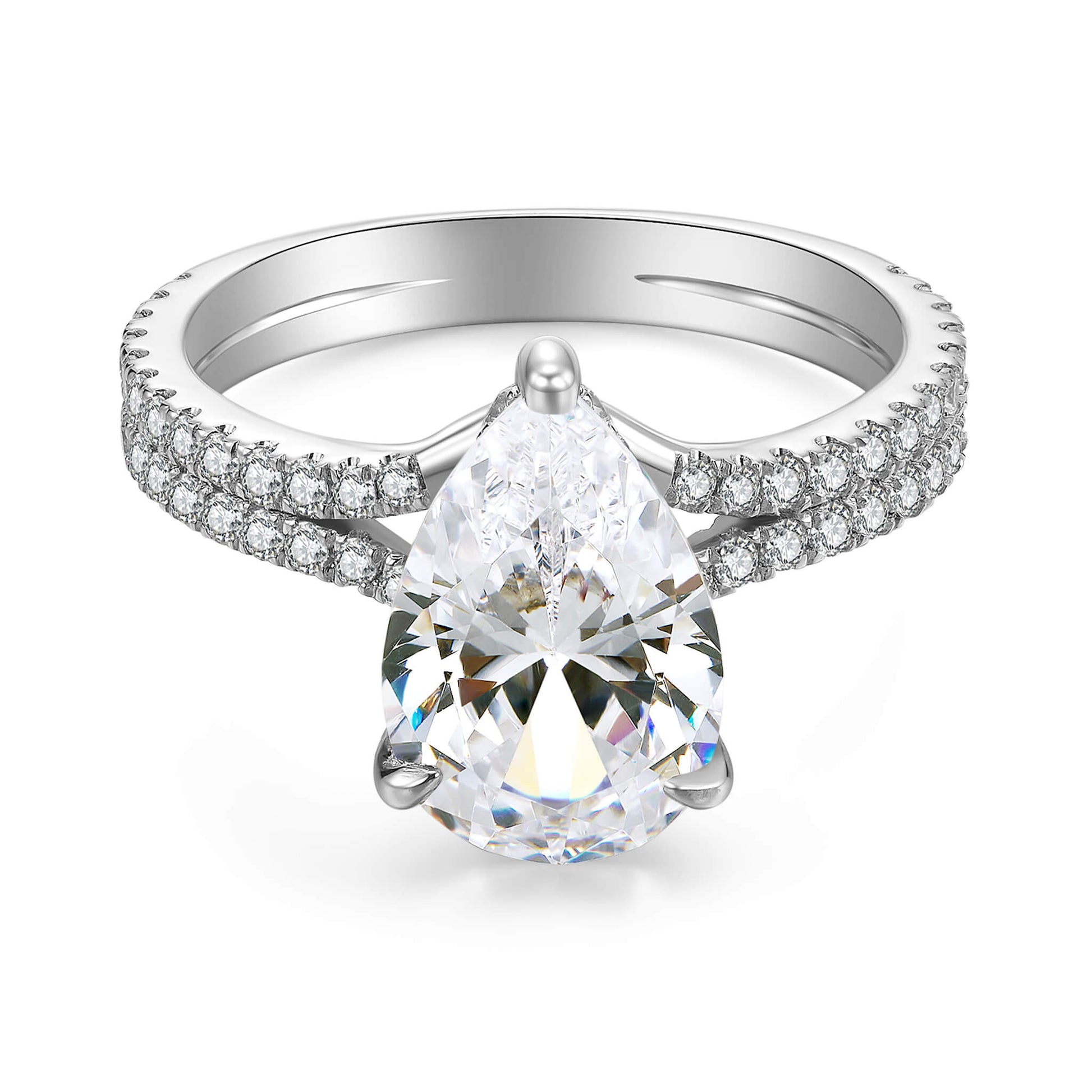 Hidden Halo Pear Lab Diamond Ring with Pave Platinum - Neoshine