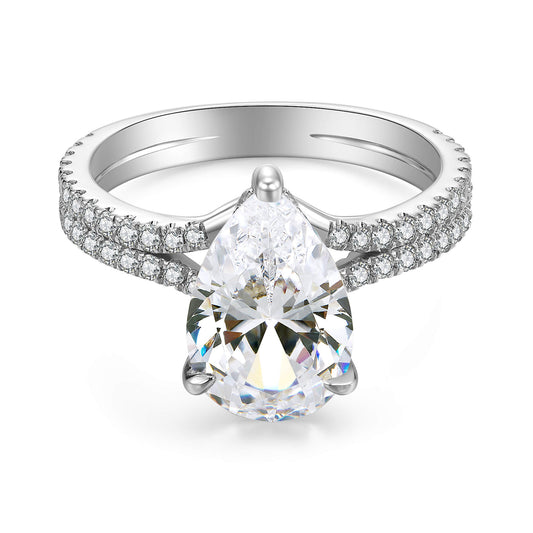 Hidden Halo Pear Lab Diamond Ring with Pave Platinum - Neoshine