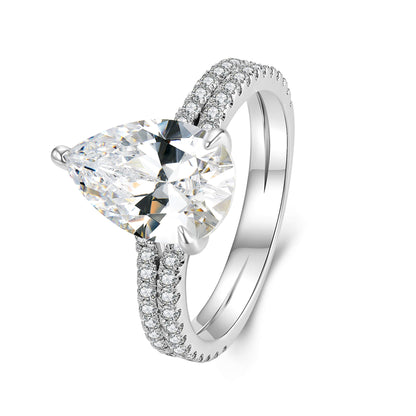 Hidden Halo Pear Lab Diamond Ring with Pave Platinum - Neoshine