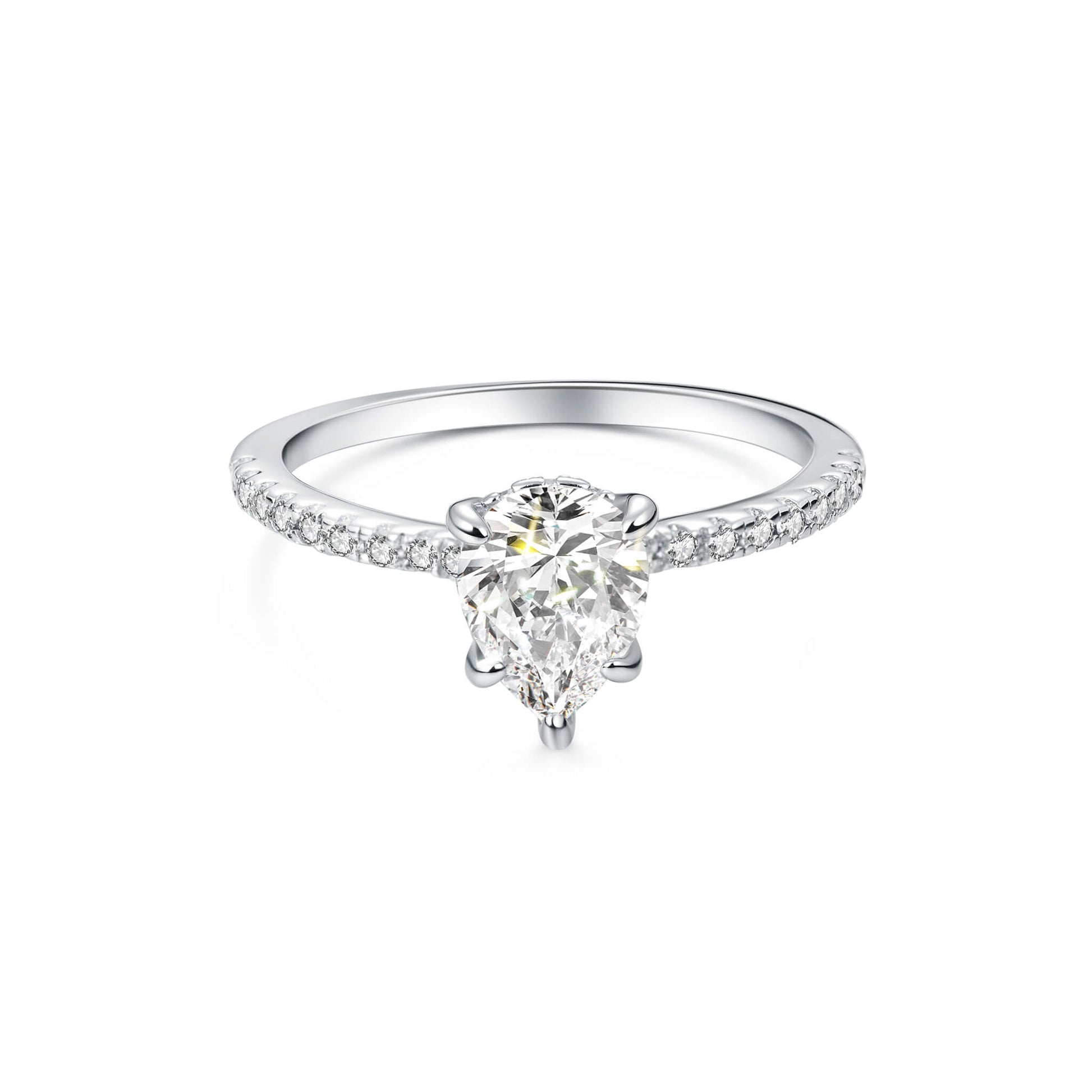 Hidden Halo Pear Lab Diamond Ring with Pave Platinum - Neoshine