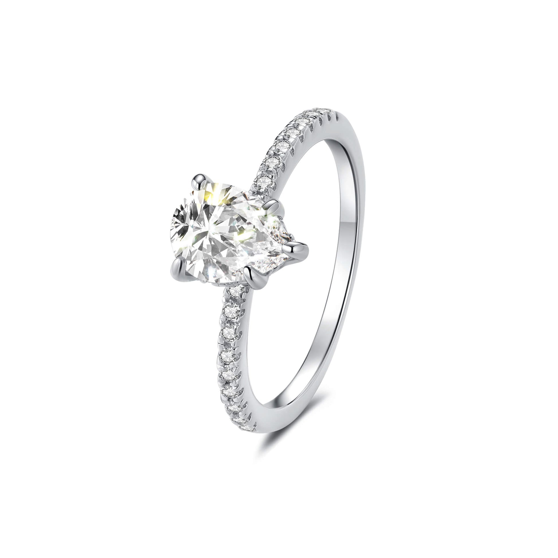 Hidden Halo Pear Lab Diamond Ring with Pave Platinum - Neoshine