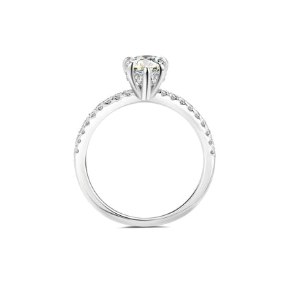Hidden Halo Pear Lab Diamond Ring with Pave Platinum - Neoshine