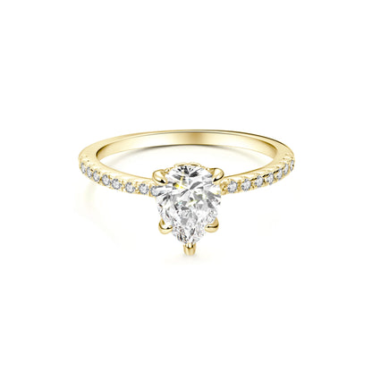Hidden Halo Pear Lab Diamond Ring with Pave 18K Yellow Gold - Neoshine