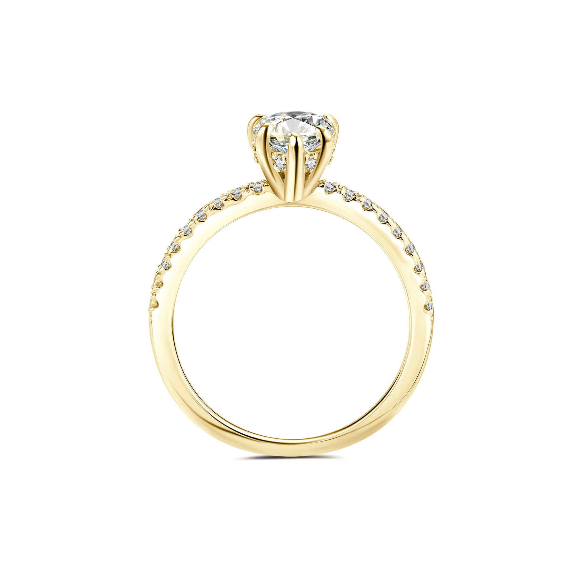 Hidden Halo Pear Lab Diamond Ring with Pave 18K Yellow Gold - Neoshine