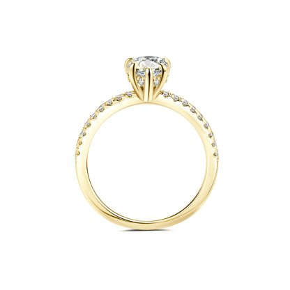 Hidden Halo Pear Lab Diamond Ring with Pave 18K Yellow Gold - Neoshine