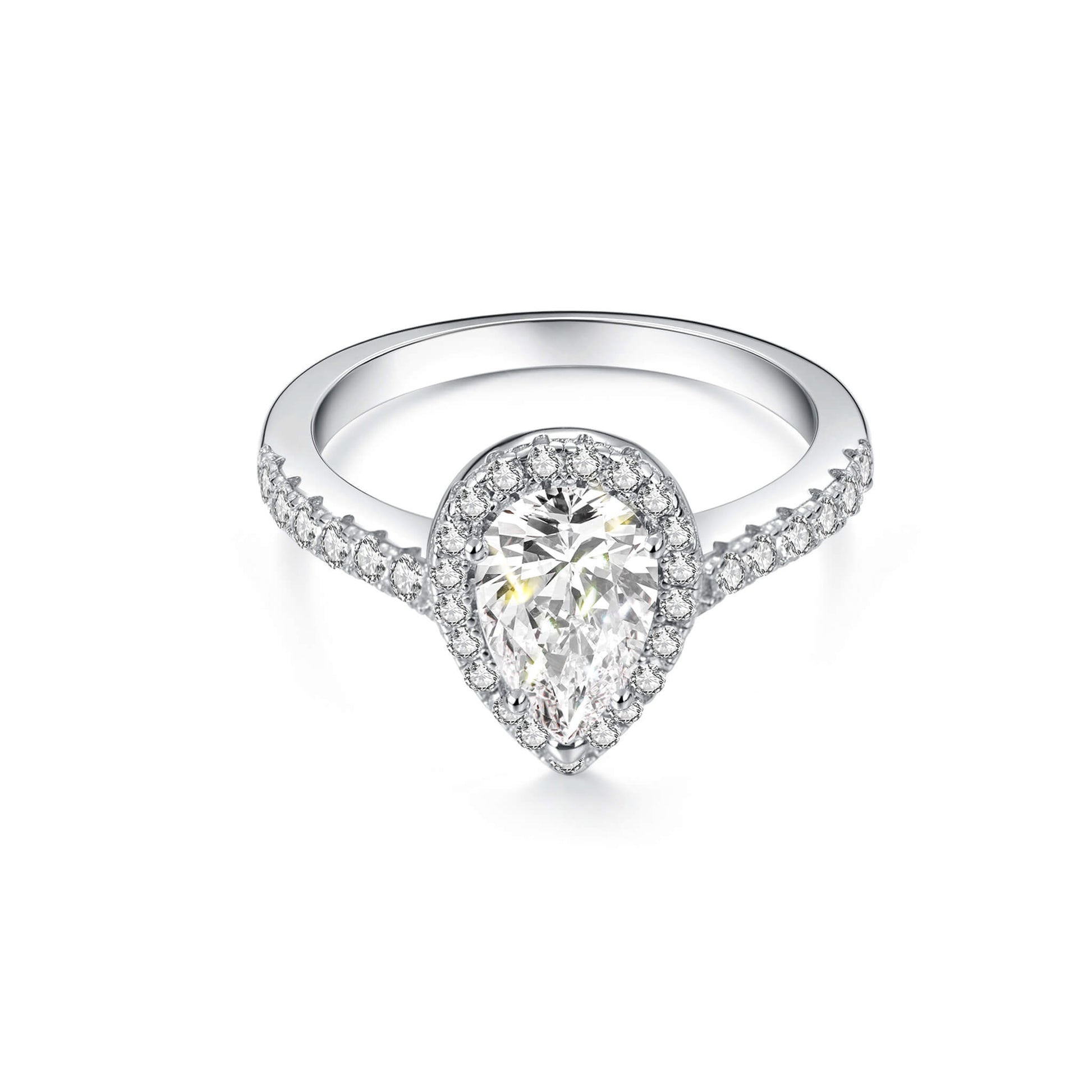 Halo Pear Lab Diamond Ring with Pave Platinum - Neoshine