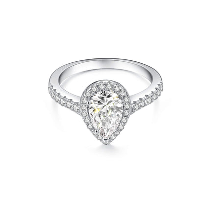 Halo Pear Lab Diamond Ring with Pave Platinum - Neoshine